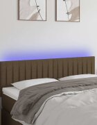 vidaXL LED горна табла за легло тъмнокафява 144x5x78/88 см плат