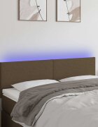 vidaXL LED горна табла за легло тъмнокафява 144x5x78/88 см плат