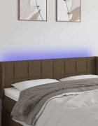 vidaXL LED Горна табла за легло тъмнокафява 147x16x78/88 см плат