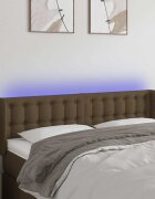 vidaXL LED Горна табла за легло тъмнокафява 147x16x78/88 см плат
