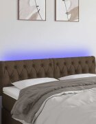 vidaXL LED горна табла за легло тъмнокафява 160x7x78/88 см плат