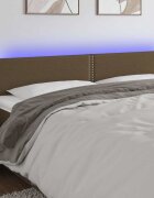 vidaXL LED горна табла за легло тъмнокафява 180x5x78/88 см плат