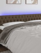 vidaXL LED горна табла за легло тъмнокафява 180x7x78/88 см плат