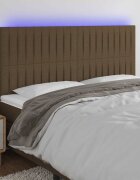 vidaXL LED горна табла за легло тъмнокафява 200x5x118/128 см плат
