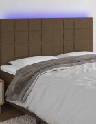 vidaXL LED горна табла за легло тъмнокафява 200x5x118/128 см плат