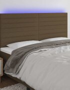 vidaXL LED горна табла за легло тъмнокафява 200x5x118/128 см плат