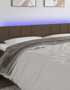 vidaXL LED горна табла за легло тъмнокафява 200x5x78/88 см плат