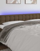 vidaXL LED горна табла за легло тъмнокафява 200x5x78/88 см плат