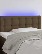 vidaXL LED горна табла за легло тъмнокафява 80x5x78/88 см плат