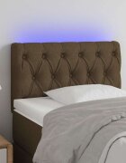vidaXL LED горна табла за легло тъмнокафява 80x7x78/88 см плат
