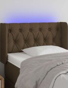 vidaXL LED Горна табла за легло тъмнокафява 83x16x78/88 см плат