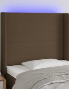 vidaXL LED горна табла за легло тъмнокафява103x16x118/128 см плат