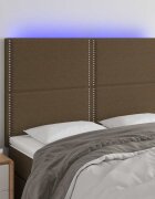 vidaXL LED горна табла за легло тъмнокафява144x5x118/128 см плат