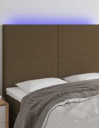 vidaXL LED горна табла за легло тъмнокафява144x5x118/128 см плат