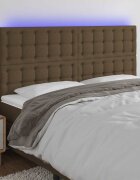 vidaXL LED горна табла за легло тъмнокафява160x5x118/128 см плат
