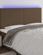 vidaXL LED горна табла за легло тъмнокафява160x5x118/128 см плат