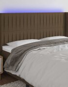 vidaXL LED горна табла за легло тъмнокафява163x16x118/128 см плат