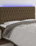 vidaXL LED горна табла за легло тъмнокафява180x7x118/128 см плат
