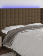vidaXL LED горна табла за легло тъмнокафява183x16x118/128 см плат