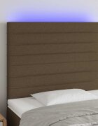 vidaXL LED горна табла за легло тъмнокафява80x5x118/128 см плат