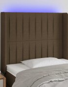 vidaXL LED горна табла за легло тъмнокафява83x16x118/128 см плат