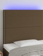 vidaXL LED горна табла за легло тъмнокафява90x5x118/128 см плат