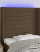 vidaXL LED горна табла за легло тъмнокафява93x16x118/128 см плат