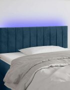 vidaXL LED горна табла за легло тъмносиня 100x5x78/88 см кадифе