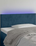 vidaXL LED горна табла за легло тъмносиня 100x5x78/88 см кадифе