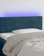 vidaXL LED горна табла за легло тъмносиня 100x5x78/88 см кадифе