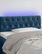 vidaXL LED Горна табла за легло тъмносиня 100x7x78/88 см кадифе