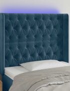 vidaXL LED горна табла за легло тъмносиня 103x16x118/128 см кадифе