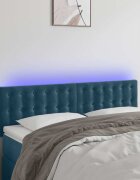 vidaXL LED горна табла за легло тъмносиня 144x5x78/88 см кадифе