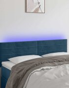 vidaXL LED горна табла за легло тъмносиня 144x5x78/88 см кадифе