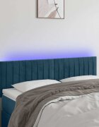 vidaXL LED горна табла за легло тъмносиня 144x5x78/88 см кадифе