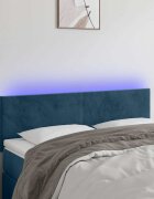 vidaXL LED горна табла за легло тъмносиня 144x5x78/88 см кадифе