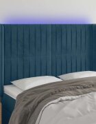 vidaXL LED горна табла за легло тъмносиня 147x16x118/128 см кадифе