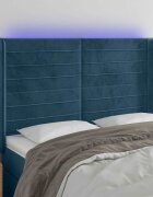 vidaXL LED горна табла за легло тъмносиня 147x16x118/128 см кадифе