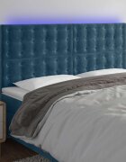 vidaXL LED горна табла за легло тъмносиня 160x5x118/128 см кадифе