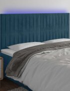 vidaXL LED горна табла за легло тъмносиня 160x5x118/128 см кадифе