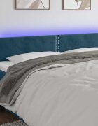 vidaXL LED горна табла за легло тъмносиня 160x5x78/88 см кадифе