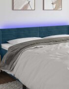 vidaXL LED горна табла за легло тъмносиня 163x16x78/88 см кадифе