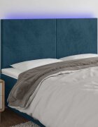 vidaXL LED горна табла за легло тъмносиня 180x5x118/128 см кадифе