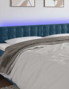 vidaXL LED горна табла за легло тъмносиня 180x5x78/88 см кадифе