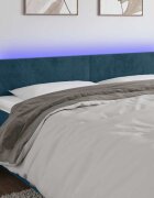 vidaXL LED горна табла за легло тъмносиня 180x5x78/88 см кадифе