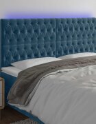 vidaXL LED горна табла за легло тъмносиня 180x7x118/128 см кадифе