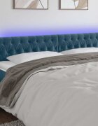 vidaXL LED горна табла за легло тъмносиня 180x7x78/88 см кадифе