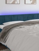 vidaXL LED горна табла за легло тъмносиня 200x5x78/88 см кадифе