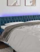 vidaXL LED горна табла за легло тъмносиня 203x16x78/88 см кадифе