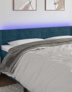 vidaXL LED горна табла за легло тъмносиня 203x16x78/88 см кадифе
